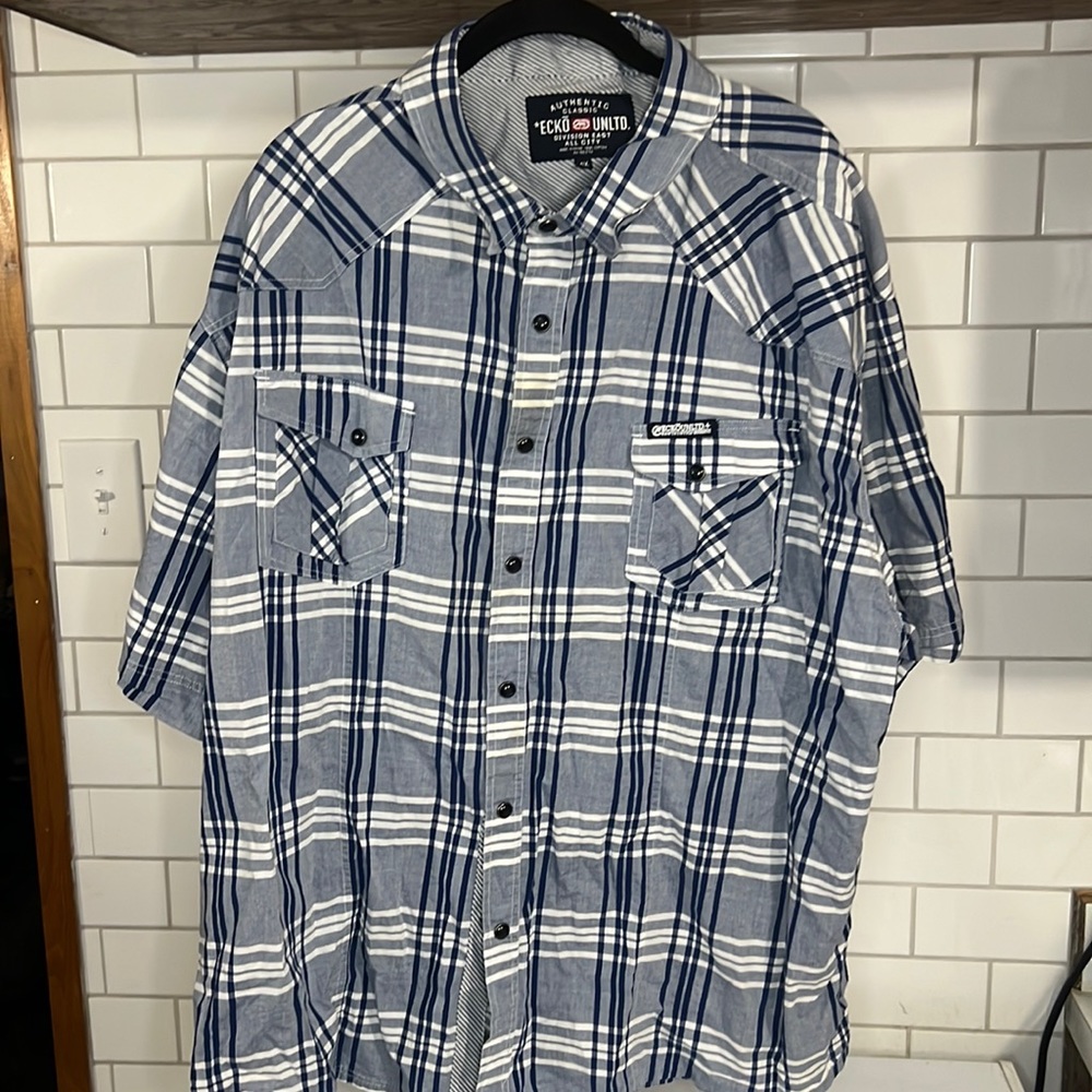 Ecko Unltd Men's Shirt 4xl Button Up Short Sleeves Plaid